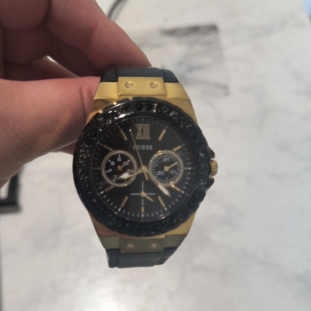 Guess Gold And Black Chronograph Watch